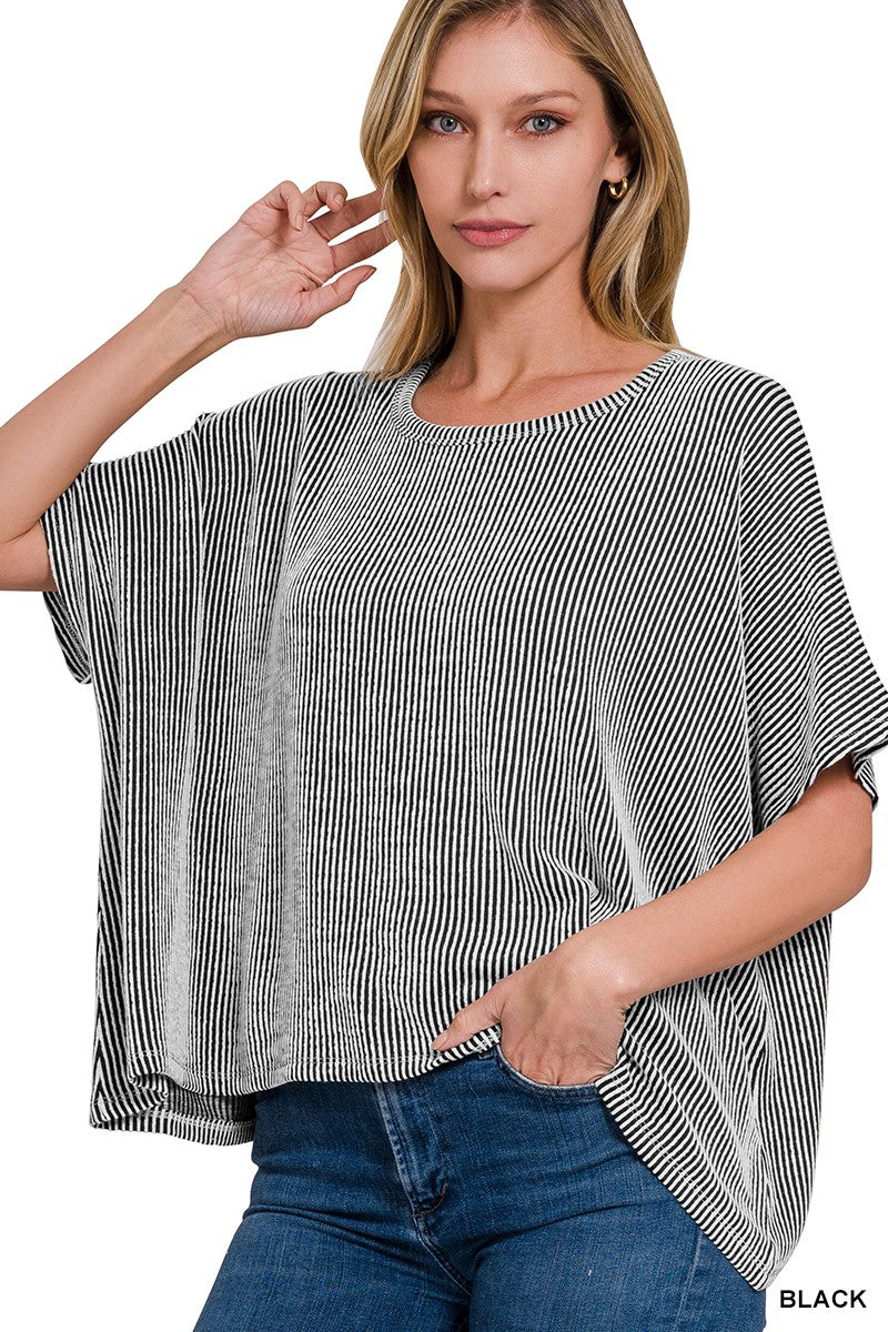 Mairi Ribbed Oversized Top- 4 Colors!