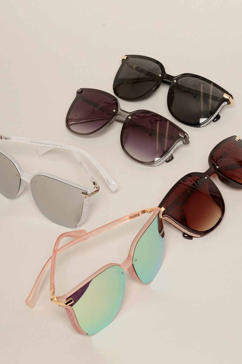 Glitter Detail Square Sunglasses- ASSORTED!
