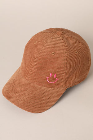 Smile Corduroy Baseball Hats- 4 Colors!