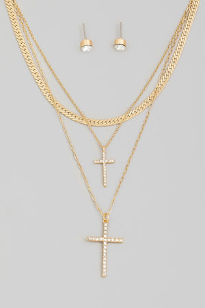 Magdalyn Cross Layered Necklace Set- 2 Colors!