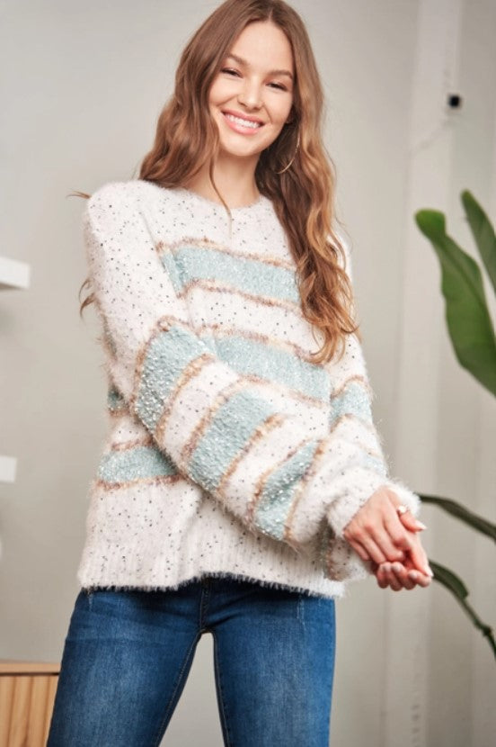 Marianna Striped Fuzzy Sweater