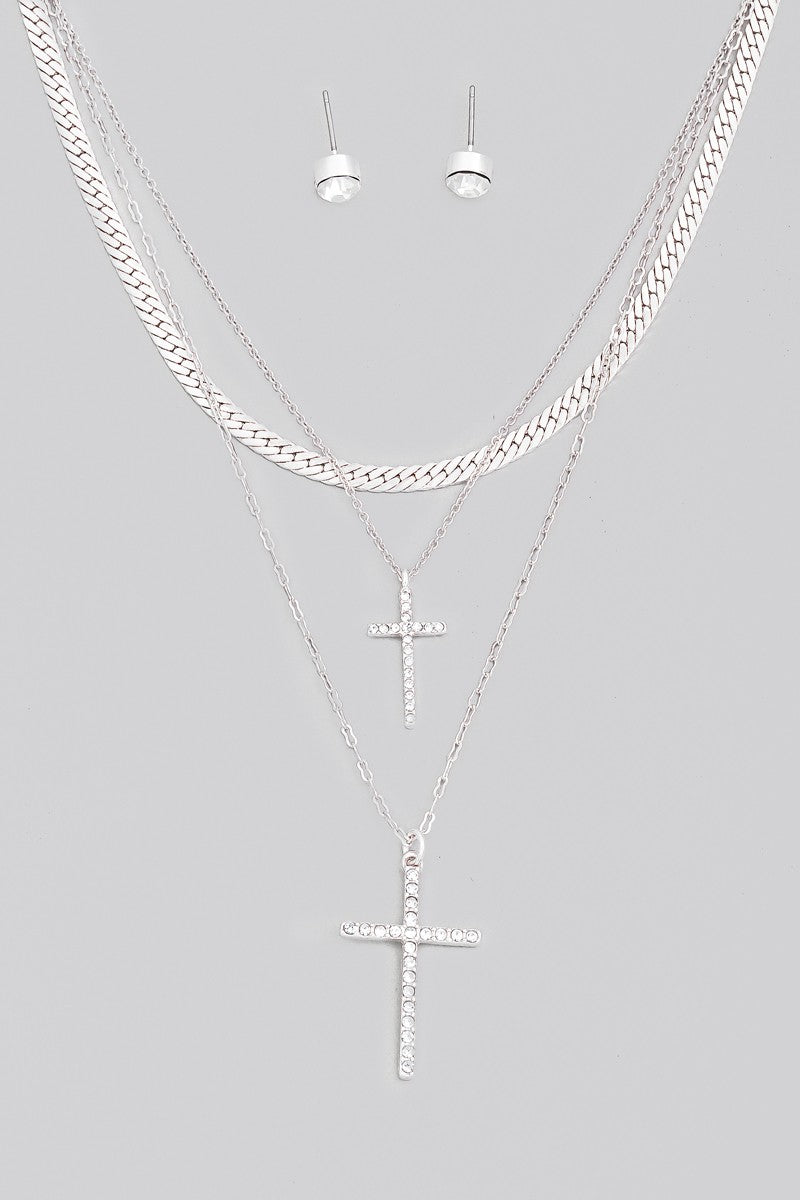 Magdalyn Cross Layered Necklace Set- 2 Colors!
