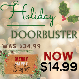 "Merry Happy Bright" Doormat - Natural