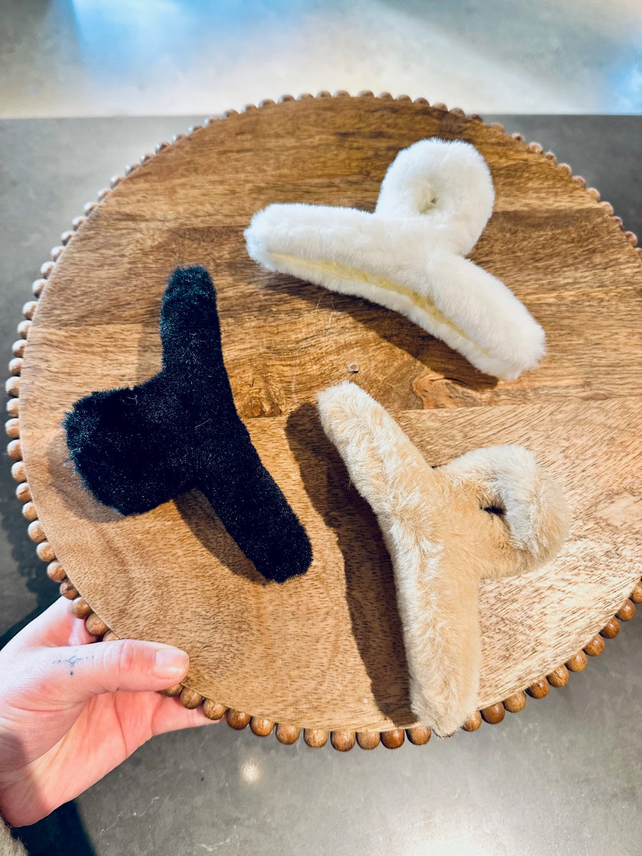 Faux Fur Hair Claw Clips-ASSORTED!
