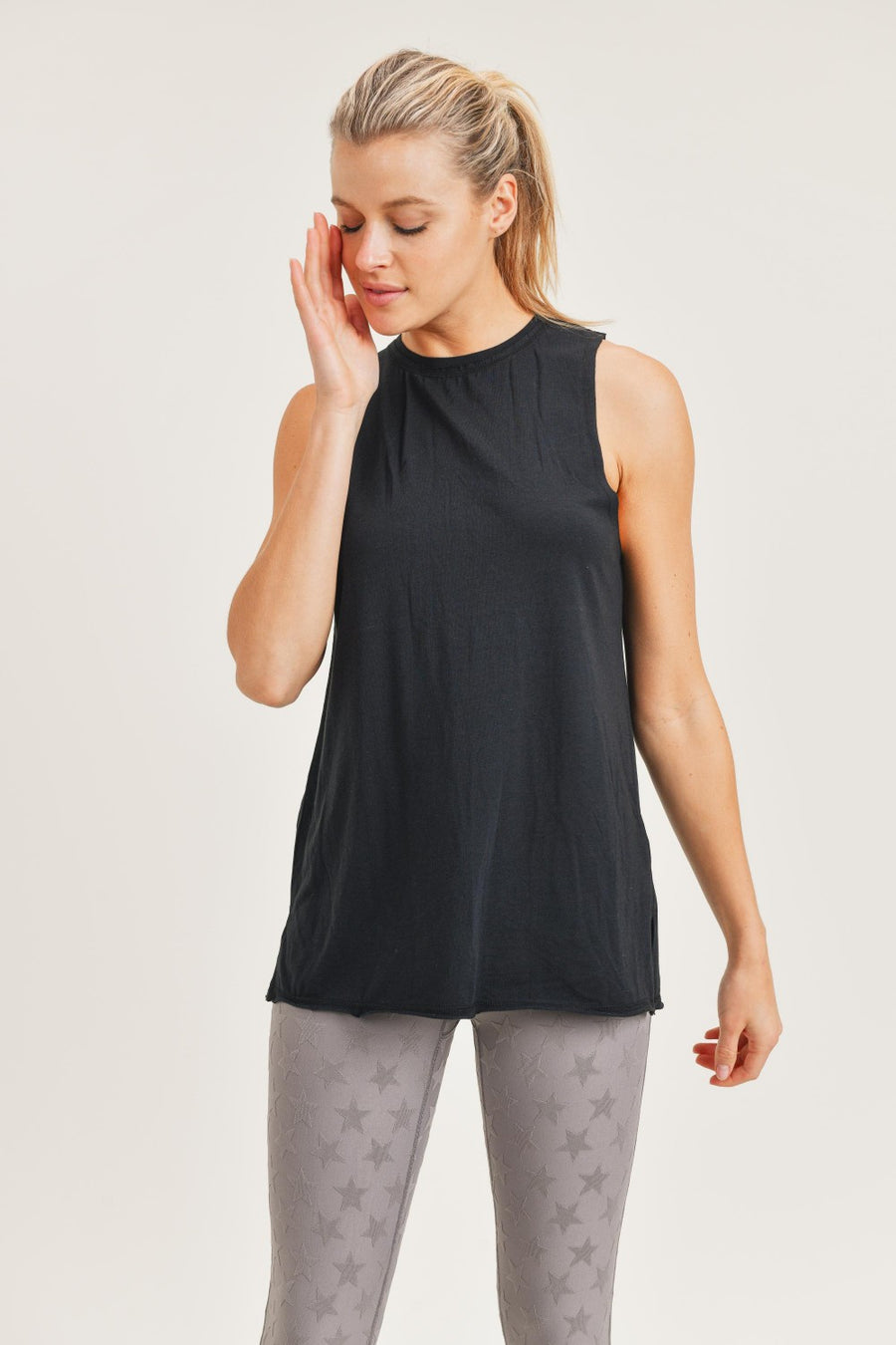 Shirred and Gathered Back Flow Tank Top
