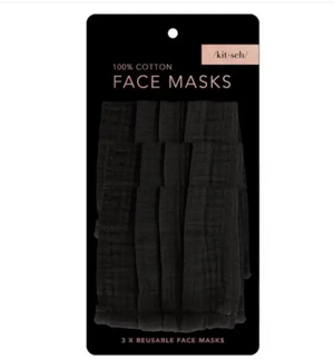 Cotton Mask 3pc Set - All Black