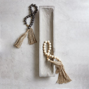 Natural Wood Beads With Jute Tassle