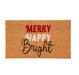"Merry Happy Bright" Doormat - Natural